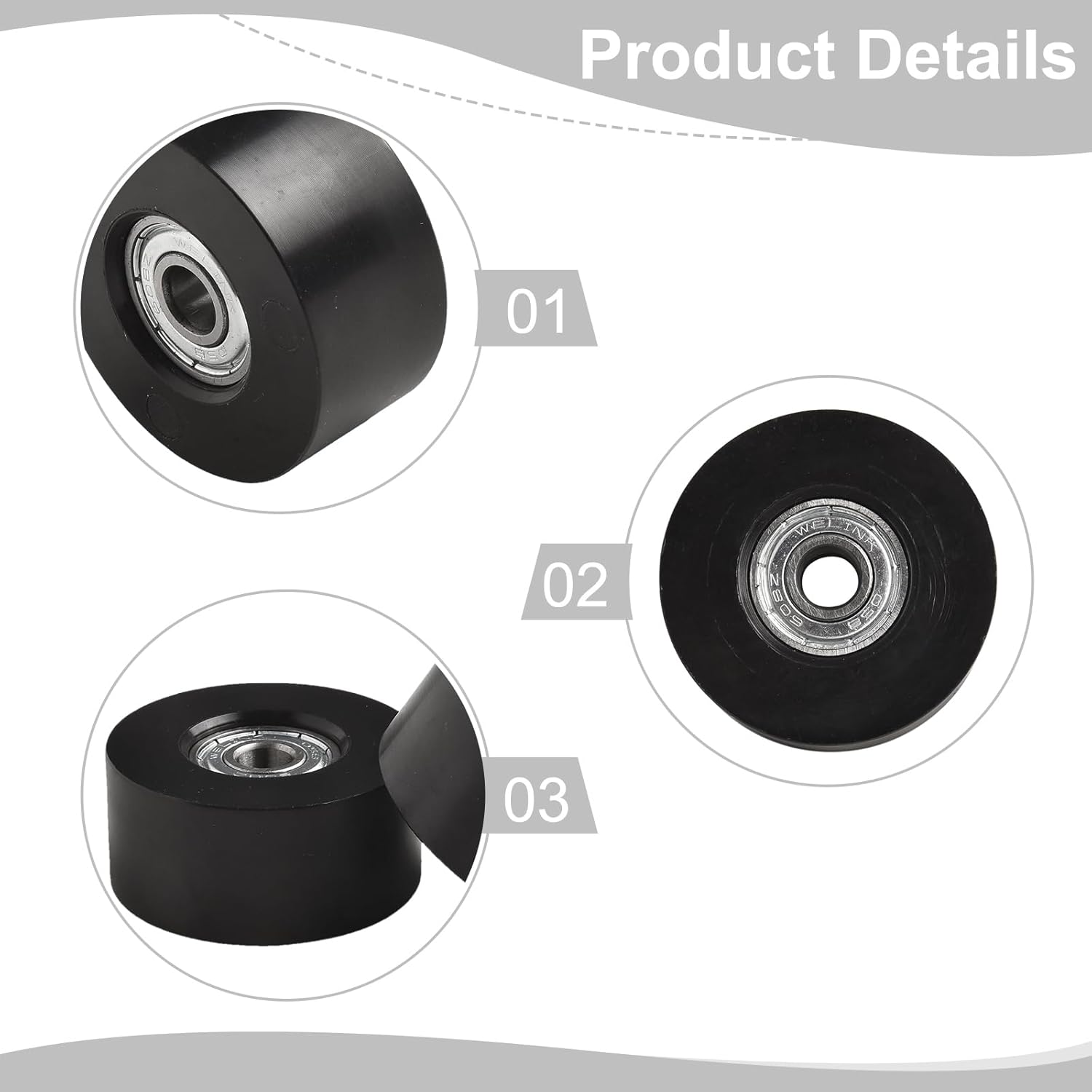 4 Pieces Fitness Trolley Seat Rail Rollers for Water Resistance Rowing Machine, Nylon Steel Cushion Moving Wheel, Row Machines Part Replacement for Home Gym Fitness Equipment - Image 2