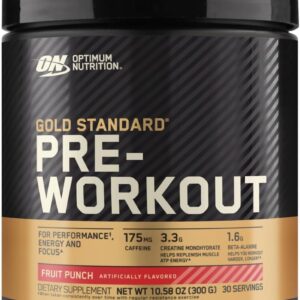 OPTIMUM NUTRITION Gold Standard Pre-Workout with Creatine, Beta-Alanine, and Caffeine for Energy, Flavor: Fruit Punch, 30 Servings