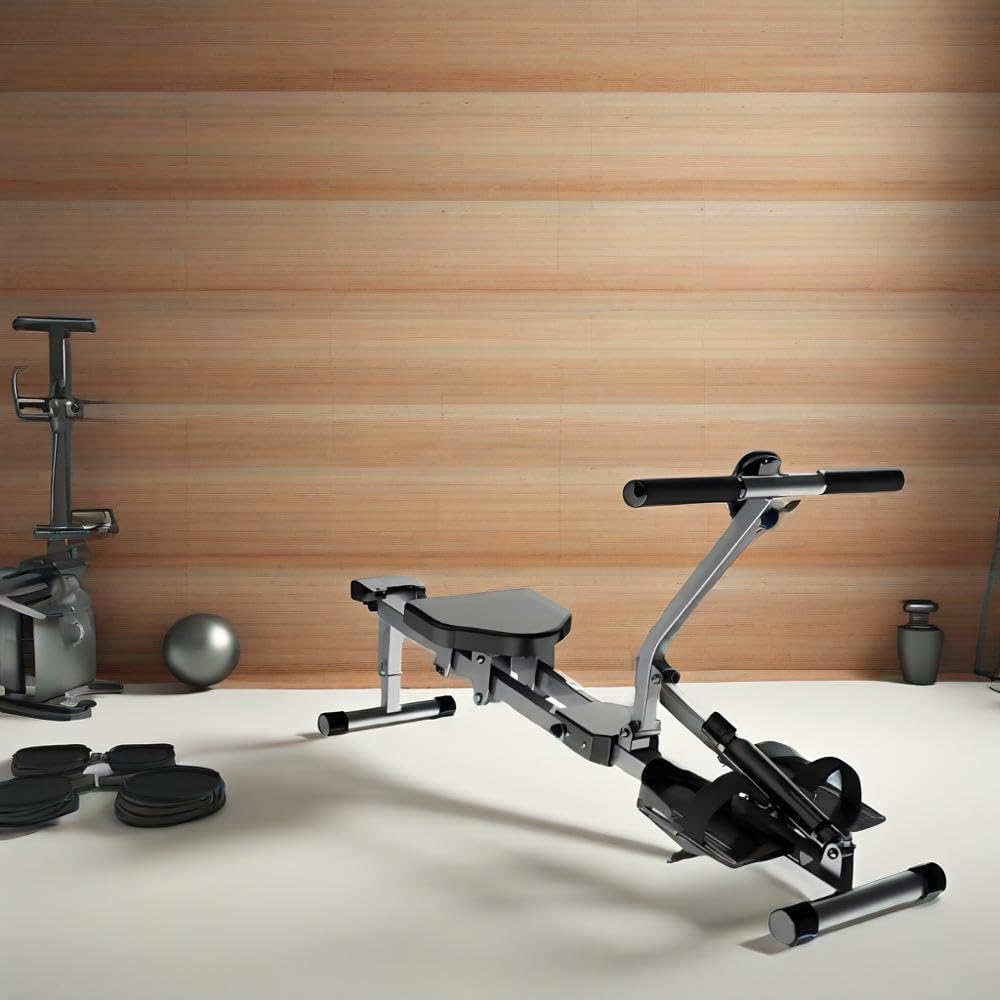 Rowing Machines for Home Foldable,Indoor Fitness Hydraulic Rowing Machine,300LBS Weight Capacity with 12 Levels of Adjustable Resistance,LCD Display for Real-time Recording,Dual Tracks for Quieter - Image 7