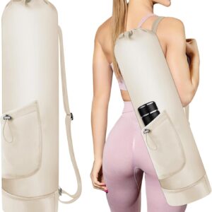 Yoga Mat Bag with Water Bottle, Full Zip Yoga Mat Carrier with Adjustable Strap and Pocket, Waterproof for Women and Men