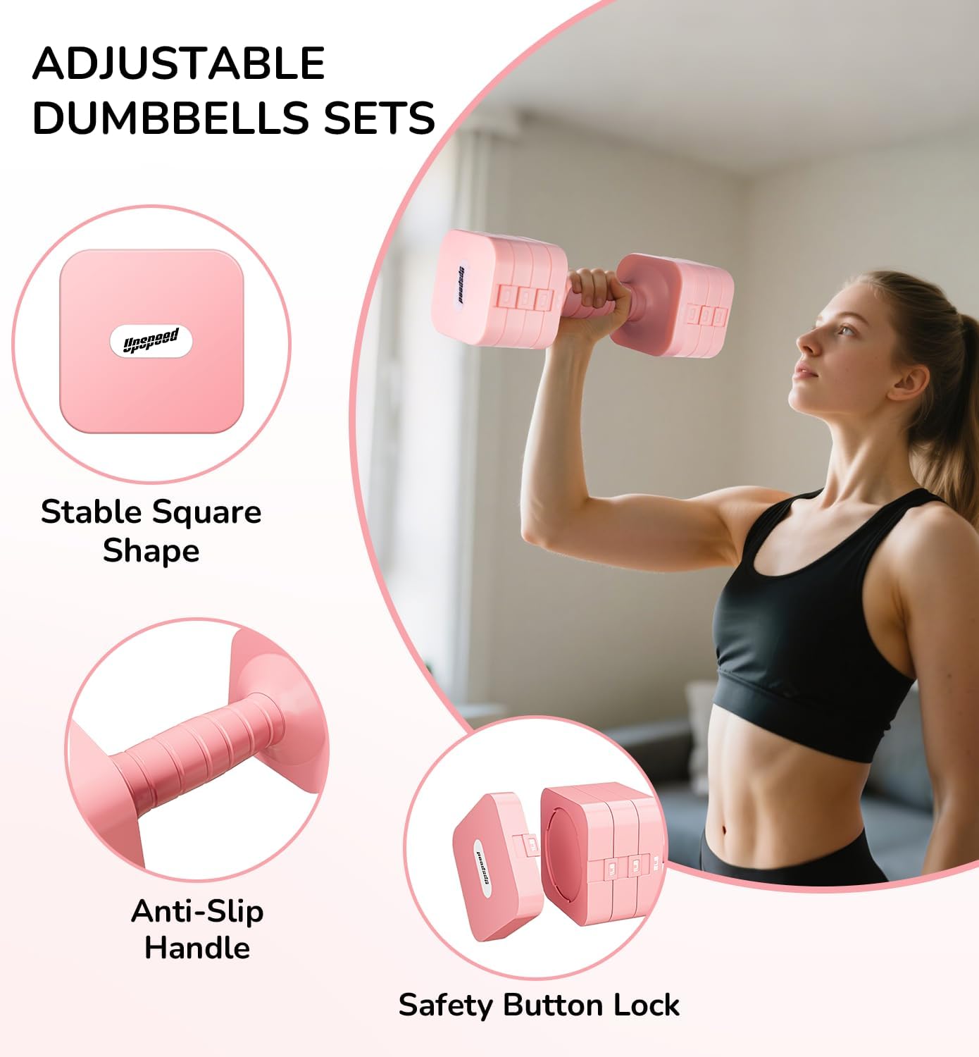 Adjustable Dumbbell Set for Women Men 16LB 20LB Hand Weights Dumbbells Sets Woman Exercise Fitness dumbbell Adjust dumbbells set of 2 for Home Gym Workout Strength Training Equipments - Image 3