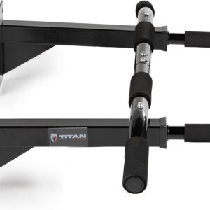 Titan Fitness 3 Position Wall Mounted Pull Up Bar ChinUp Mount Foam Grip Handles Multi Function Home Gym Exercise