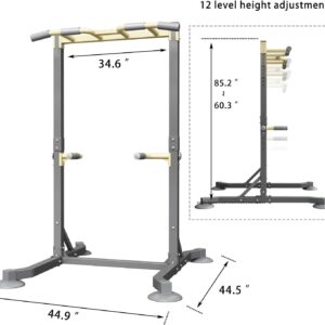 Multi-function Pull Up Station, Portable Workout Equipment with Pull Up Bar and Dip Station for Home Gym, Support 600lbs
