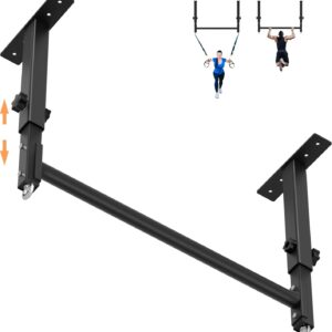 48″ Ceiling Mount Pull Up Bar, Heavy Duty Multi-Grip Rafter Chin Up Bar for Garage/Basement/Backyard Ceiling Beam, Adjustable Height&Supports to 650 Lbs