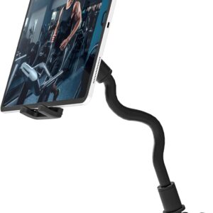 Charchendo Gooseneck Treadmill Tablet Mount, Universal Adjustment Tablet Holder for Elliptical/Spin Bike/Exercise Bike/Indoor Cycle, Compatible with 4-13” iPad Pro/Air/Mini, iPhones, Galaxy, E-Book