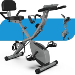 Foldable Exercise Bike for Small Apartments, Stationary Bikes for Home, Indoor Portable Cycling Bike with 16-Level Magnetic Resistance, 260LBS Capacity, 5.5 LBS Flywheel, Designed for Small Space Workout 816
