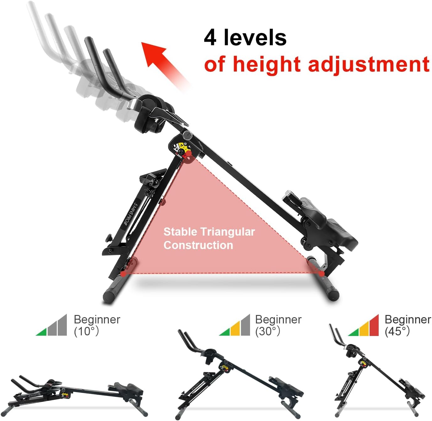 Tousains 3 in 1 Foldable Rowing Machine, AB Machine with 3 Level Angle & Led Monitor, Multi-Functional Rower Fitness Equipment Home Gym Full Body Fitness Machine - Image 3