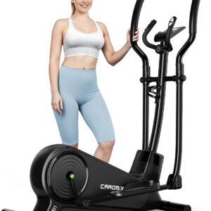 Caromix Elliptical Machine with Magnetic Resistance, Elliptical Exercise Machine for Home with LCD Monitor and Hyper-Quiet Magnetic Driving System, 300LBS Loading Capacity