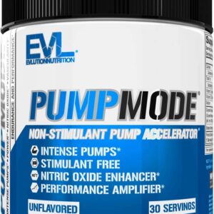 EVL PumpMode Nitric Oxide Supplement – Nitric Oxide Booster Pump Pre Workout Powder with Glycerol and Betaine for Muscle Recovery Growth and Endurance – Stim Free Pre Workout Drink (Unflavored)