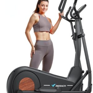 Merach Elliptical Machine, Elliptical Exercise Machine for Home with Hyper-Quiet Magnetic Drive System, Elliptical Training Machines with16.5-19IN Stride, Automatic Resistance, 400lbs Capacity