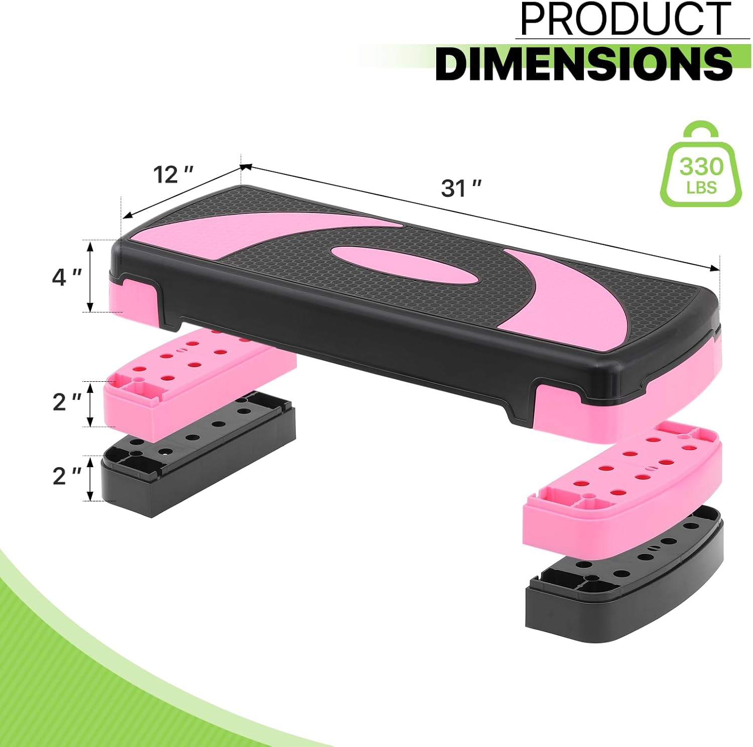 Aerobics Stepper Platform for Exercise Adjustable Compact Workout Step for Cardio, Core and Strength Training - Image 3