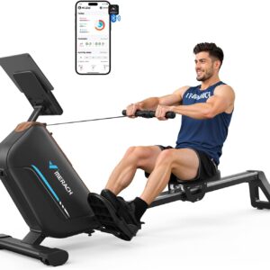 MERACH Rowing Machines for Home, Powerful Electromagnetic Row Machine with 51.2″ Extended Rail, 16-Level Handle Resistance Adjustment Rower, 350 LBS Load Capacity, Ergonomic Comfort Seat, Easy Storage