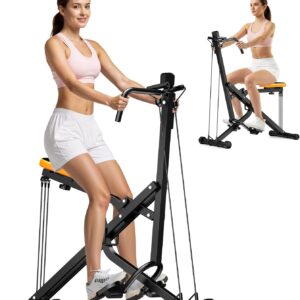 OWLSKY Squat Rowing Machine for Home Workout, Foldable Squat Assist & Row Trainer with LCD Monitor, 3 Resistance Bands, Adjustable Seat, Heavy Duty 350 lbs, Full-Body Fitness Equipment