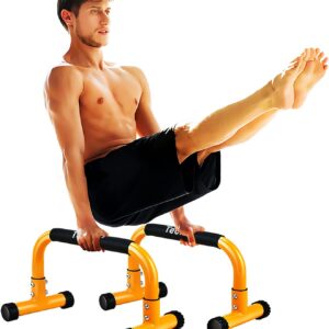 Push Up Bar, Parallettes Bars For L-sit & Dip, Heavy-Duty No Wobbling Parallel Bars Stand For Handstands, Full Planche, Calisthenics, 9.5in High Workout Stands for Home Fitness Training