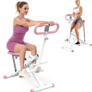 Squat Machine, Squat Ride / Rowing Machine with Adjustable Resistance, Glute & Leg Cardio Workout Machine, Foldable Exercise Equipment for Home