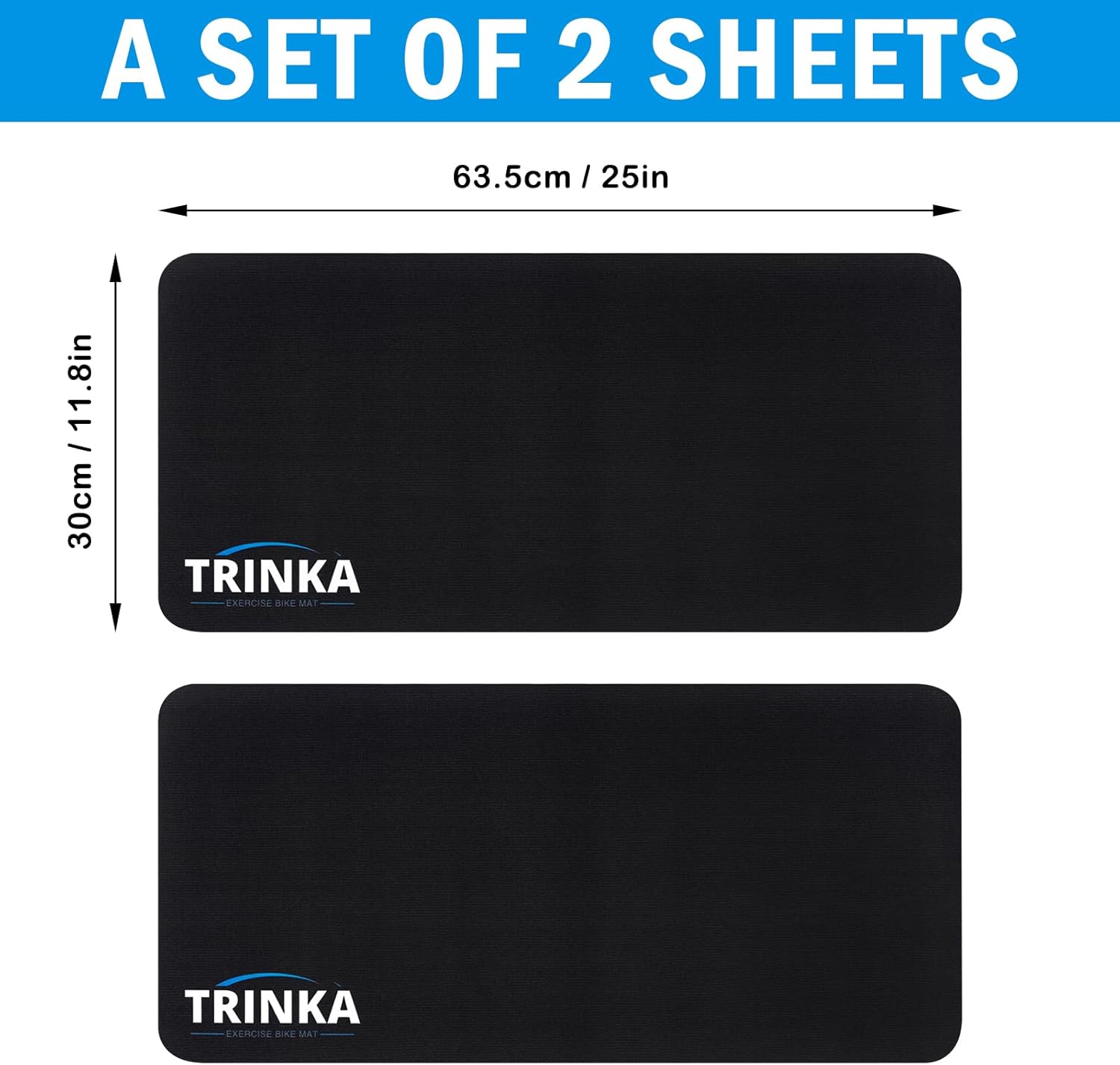 2PCS Peloton Exercise Bike Mat for Carpet & Hardwood Floors, Non-Slip Mat Compatible with Stationary Spin Bike, Concept 2 Rowing Machine, Workout Mat for Bike Trainer - Image 2