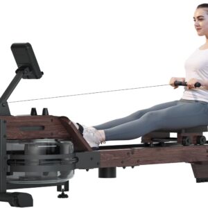 SNODE Rowing Machine for Home Use, Sturdy Rower Machine with 350lb Weight Capacity, LCD Monitor, Ergonomic Seat, Dual Rail