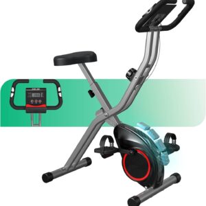 Indoor Exercise Bike Stationary Bikes for Home Gym with 16-Level Magnetic Resistance, Lightweight Foldable Cycling Bike with 70% Pre-Assembled, 260 LBS Capacity, Flywheel of 5.5 LBS for Quiet Home Workout