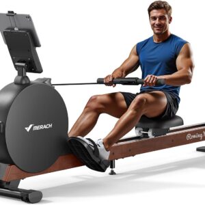 MERACH Pro-Grade Rowing Machines for Home, Smart Magnetic Rowing Machine with Self-Generation, Double Resistance and 400 LBS MAX Load, Wooden Tracks for Silent Sliding, MERACH App 1000+ Course & Games