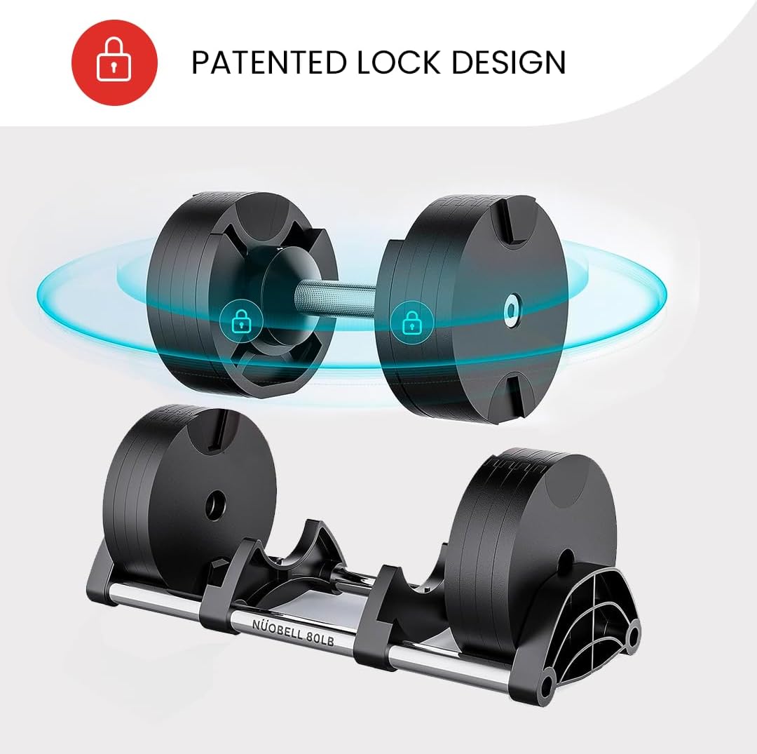 NUOBELL Adjustable Dumbbells 5-80 lbs: Replace 16 Sets, Ideal for Home Gym Weight Bench & Press - Image 4