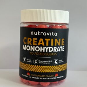 Nutravita Creatine Monohydrate Gummies for Men & Women, Creatine Monohydrate for Muscle Strength, Muscle Builder, Energy Boost, Pre-Workout Supplement(120 Count)-Watermelon Flavor