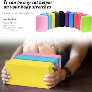 10 Pcs Foam EVA Yoga Blocks Lightweight Non Slip Supportive Yoga Bricks for Pilates Stretching and Meditation, Women Men Yogi Beginners