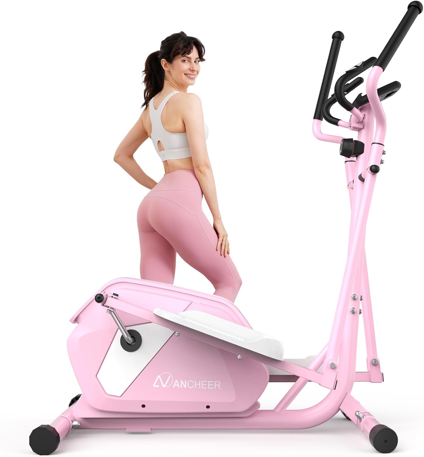 ANCHEER Elliptical Exercise Machine, Elliptical Machine for Home with Ultra-Smooth Magnetic Drive, Elliptical Trainer with 14 Levels Resistance & Pulse Sensor, LCD Monitor, Device Holder, 15" Stride