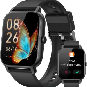 Smart Watches for Men Women(Answer/Make Call), 1.85 inch HD Fitness Tracker Watch with Activity Counter/Sleep Monitor/ 110+ Sports Modes, IP68 Waterproof Smart Watch for Android iPhone iOS Compatible