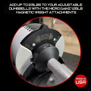 Micro Gainz 1.25LB Magnetic Weight Attachment for Nuobell Style Adjustable Dumbbells, Choose 2 or 4 Piece Magnetic Weight Plates, Ideal for Micro Loading Dumbbells, Made in USA