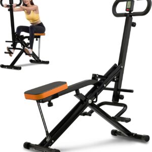 Squat Machine for Home, Squat Assist Trainer with Adjustable Resistance, Foldable Rowing Machine, LCD Display, Exercise Trainer with 265LBS Capacity for Glutes Legs Workout
