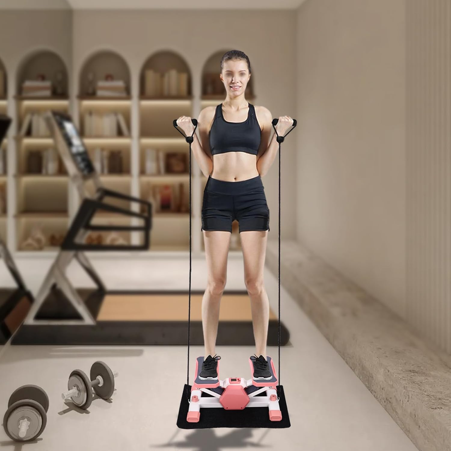 Exercise Stepping Machine, Portable Mini Stair Steppers Non-Slip Foot Pads with LCD Display for Home Office Workout Gym, Support 330LBS Weight Capacity - Image 2