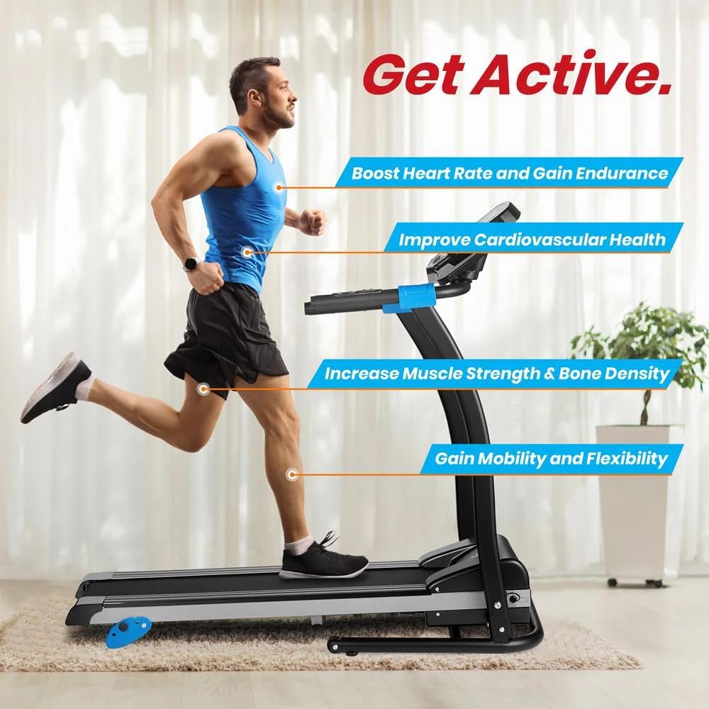 SereneLife Electric Folding Treadmill - Foldable Home Fitness Equipment for Walking & Running, 1.5 HP Indoor Home Cardio Machine with Downloadable App, Safety Key, 3 Incline Levels, 16 Training Modes - Image 5