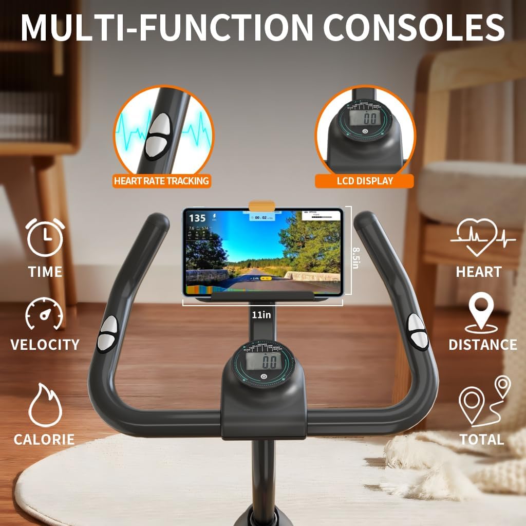 Exercise Bike,Stationary Bikes for Home,Adjustable Workout Bike, Professional Exercise Bikes for Home, Efficient Workout Bike with Smartphone Mount & Digital Pulse Display - Image 6