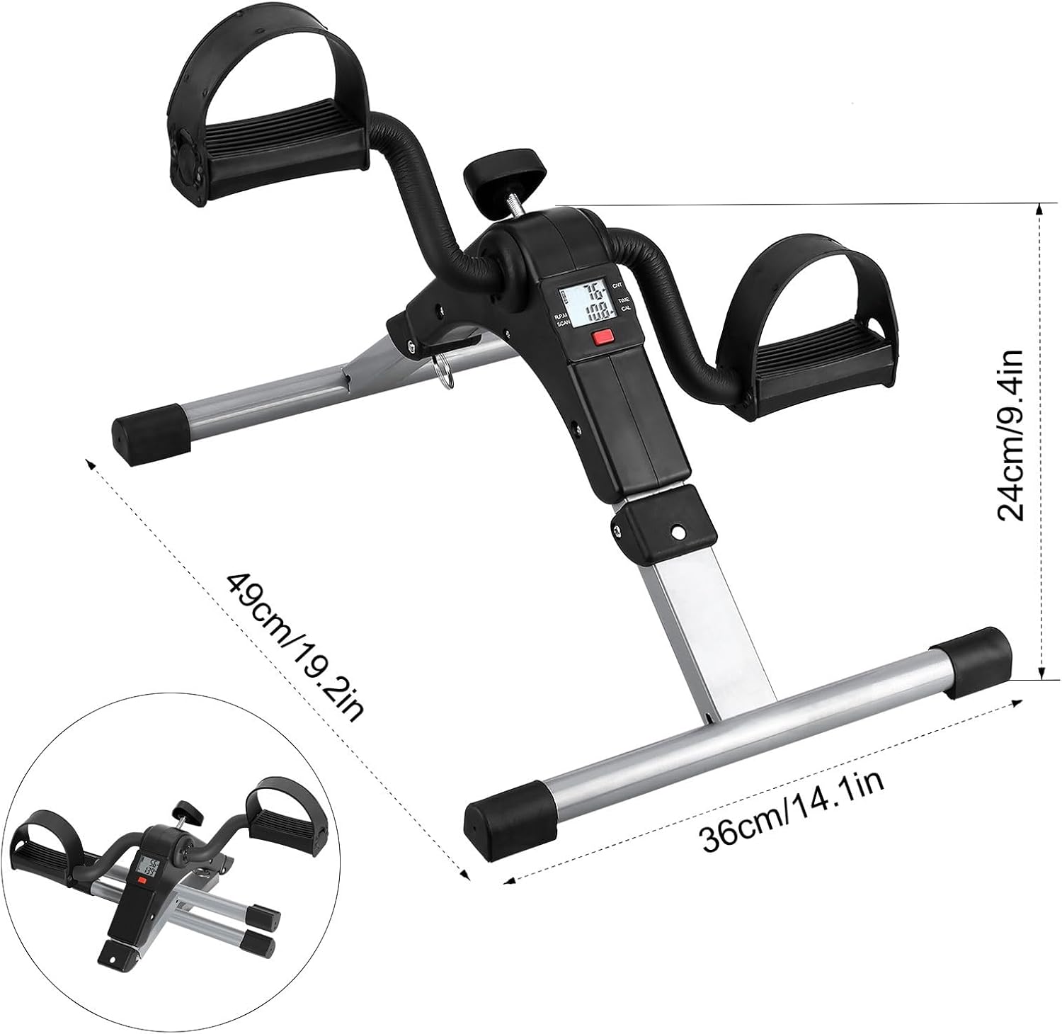 Folding Pedal Exerciser, Mini Under Desk Bike - Portable Foot Hand Cycle Peddler Machine Bicycle Exerciser for Arm Leg While Sitting - Image 5