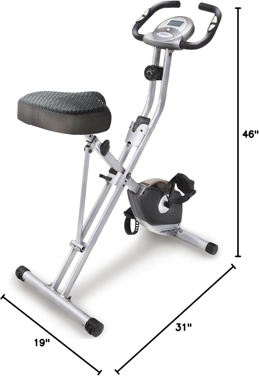 Exerpeutic Foldable Exercise Bike, 8 levels of Resistance Stationary Bicycle with Airsoft Seat, LCD Display to Track Distance, Calories, Time and Speed - Image 6