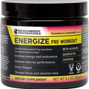 BODi Energize Pre Workout Powder – Beta-Alanine, Quercetin & Low-Dose Caffeine Formula for Enhanced Energy & Focus, Increase Energy & Endurance Supplement, Strawberry Lemonade, 40 Servings