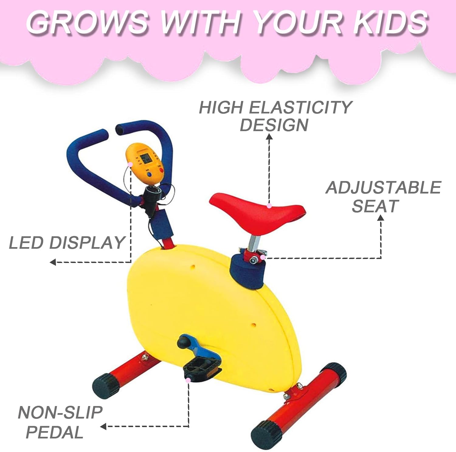Kids Fitness Exercise Bike Equipment, Childrens Exercise Bike with Adjustable Seat, Kids Stationary Bike Workout Equipment, Gift for Boys Girls - Image 2