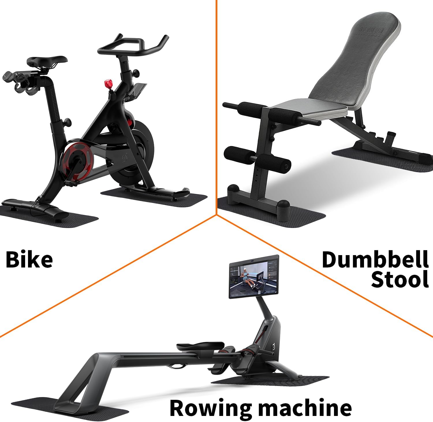 2PCS Bike/Rowing Machine Mat for Carpet Floors, Compatible with Peloton/Yosuda, Bike Mat for Hardwood Floors, Mat for Under Bike on Carpet, Indoor Stationary Bike mat,Cycling, Noise Shock Absorption - Image 3