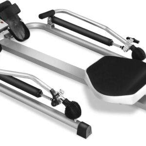 GYMAX Rowing Machine for Home, 265LBS Weight Capacity Hydraulic Rowing Machine with Adjustable Cylinder Resistance up to 110lbs & LCD Monitor, Compact Full Motion Rower for at Home Exercise