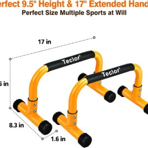 Push Up Bar, Parallettes Bars For L-sit & Dip, Heavy-Duty No Wobbling Parallel Bars Stand For Handstands, Full Planche, Calisthenics, 9.5in High Workout Stands for Home Fitness Training