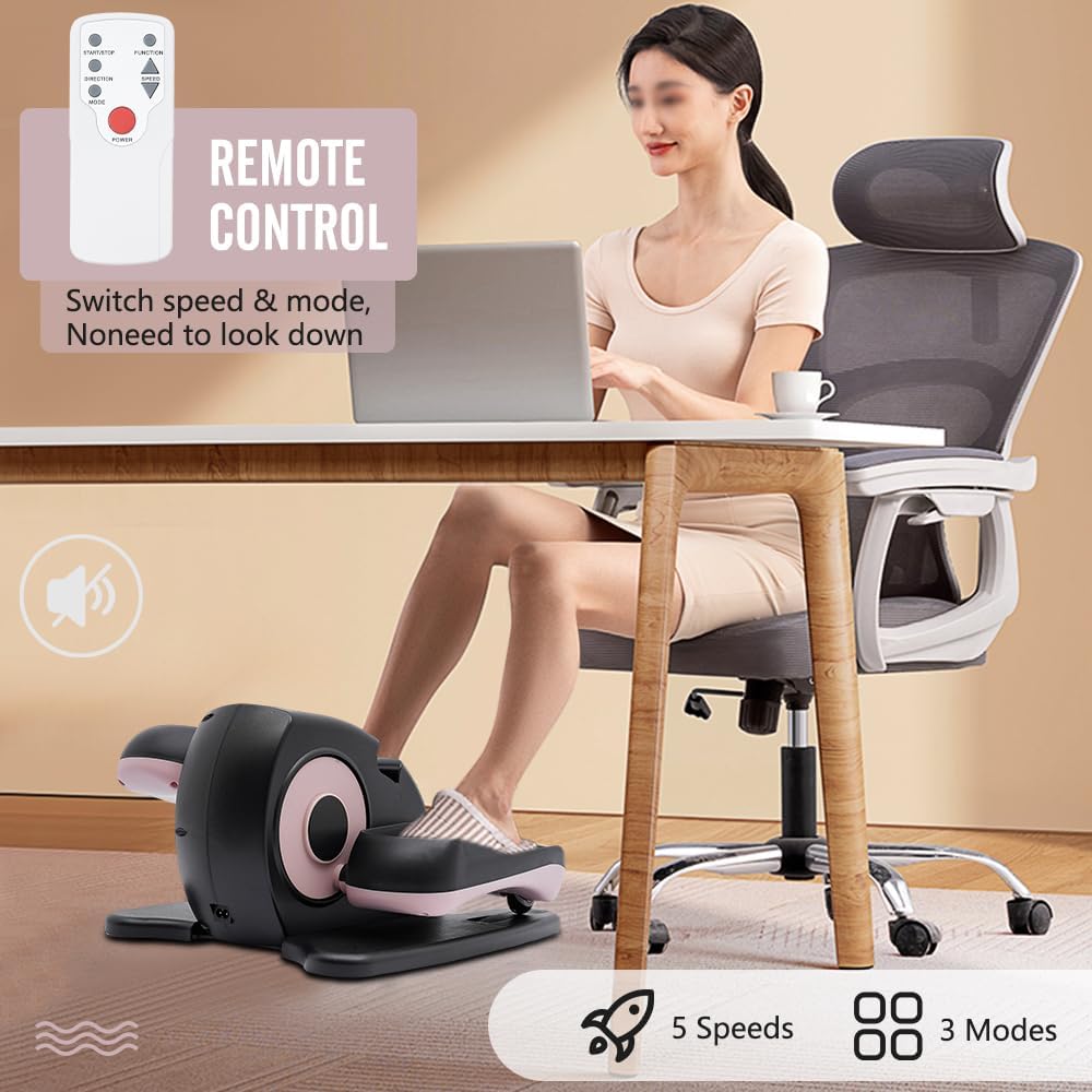 Under Desk Elliptical Electric Seated Pedal Exerciser Home Office Leg Exercise Equipment with Remote Control Seated Mini Elliptical Machines Portable Trainer for Teens Seniors Adults - Image 6