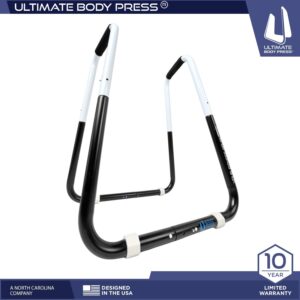 Ultimate Body Press Dip Bar Fitness Station – Adjustable Width Folding Dip Stand with Angled Grips, Stable Leveling and Easy Storage