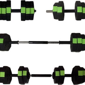 Adjustable Dumbbell Set, 30/44/66/88Lbs Free Weight Set with Connector, 4 In1 Dumbbells Set Used As Barbell, Kettlebells, Push Up Stand,Green and Black