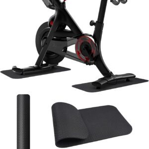 2 Pcs Mats for Exercise Bike, Dual Sided Non-Slip Mat for Rower Machine, Stationary Bike, Elliptical Machine, Natural Rubber Mat Protect Hardwood Floor Carpet