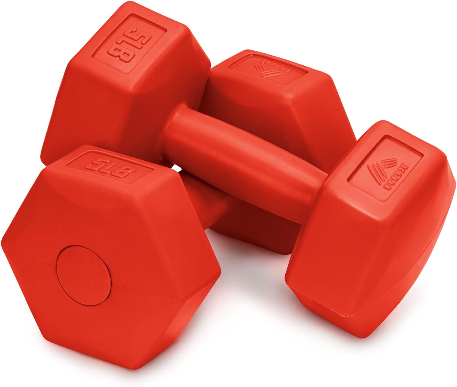 RBX Vinyl Coated Hand Weight Dumbbell Set - Hex Shaped, Roll Free for Body Building/Sculpting/Strength Training Exercise, (Set of 2)