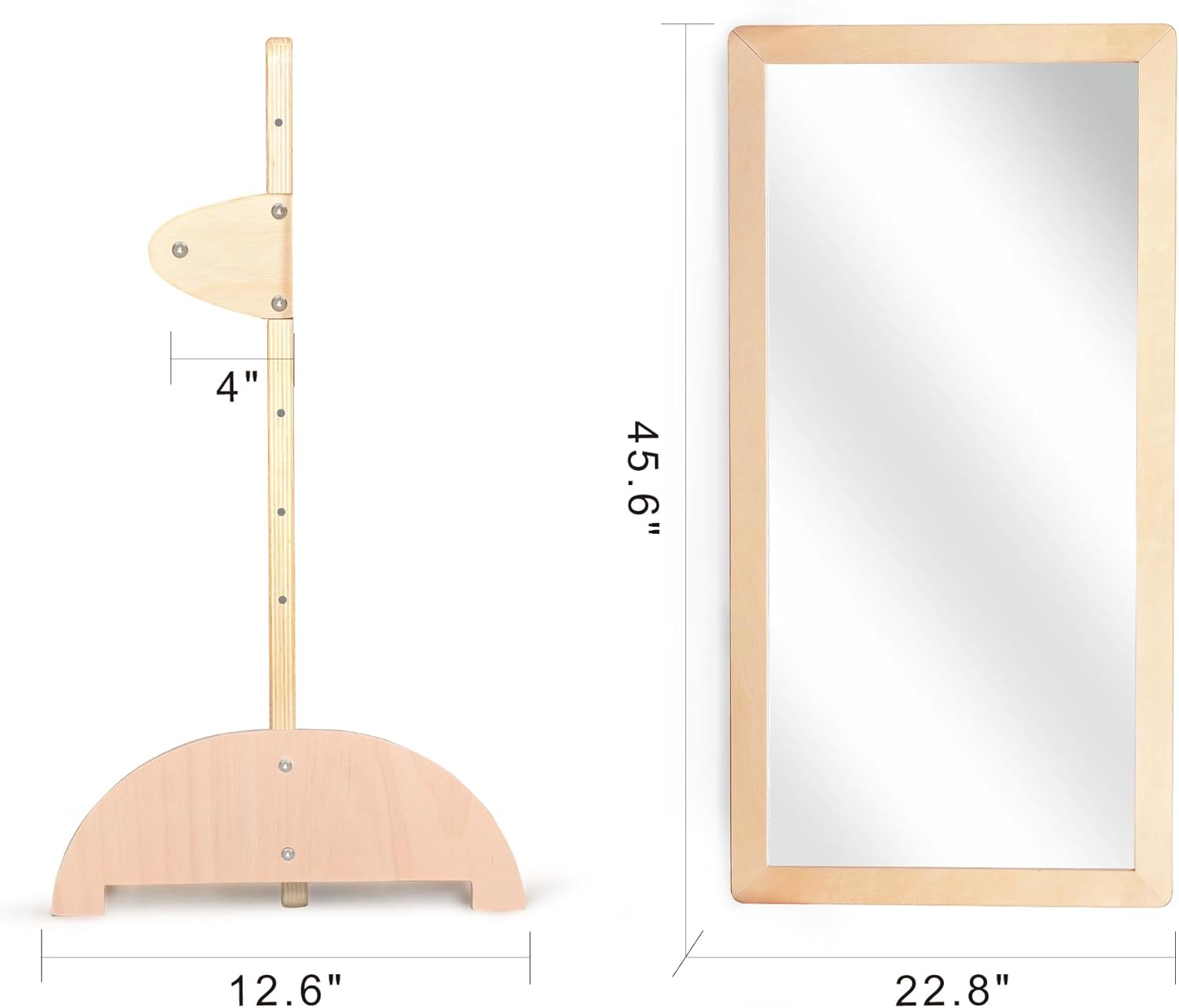 3-Position Montessori Wood Frame Non-Shatter Safety Pull Up Bar Baby Big Mirror Set, Infant Coordination Mirror, Kids Classroom Furniture for Daycare, Homeschool or Preschool - Image 9