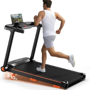 Treadmills for Home, 3.0HP Quiet Brushless Foldable Treadmill with Incline, Small Space Portable Running Walking Machine, 300/240 Lbs Capacity with 12 Preset PROG, LED Display and Phone Holder