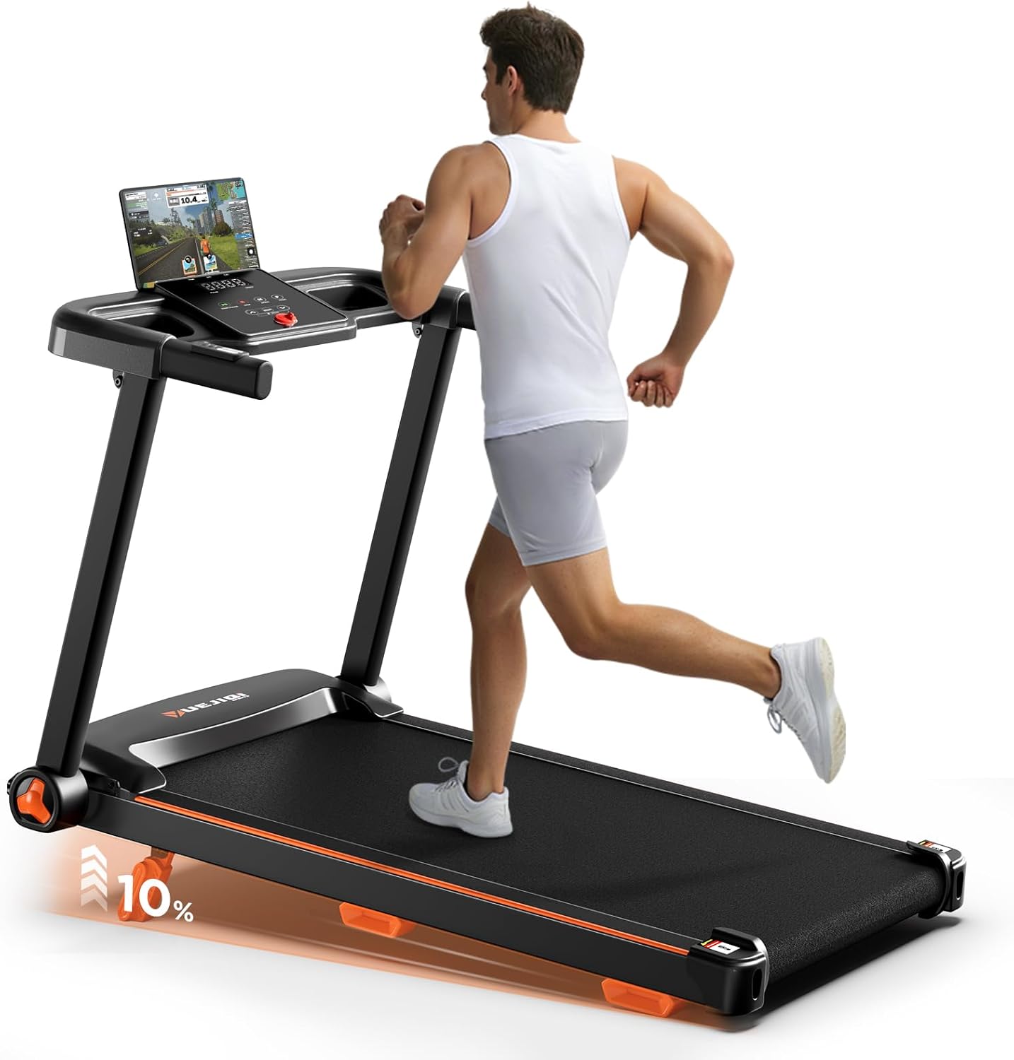 Treadmills for Home, 3.0HP Quiet Brushless Foldable Treadmill with Incline, Small Space Portable Running Walking Machine, 300/240 Lbs Capacity with 12 Preset PROG, LED Display and Phone Holder