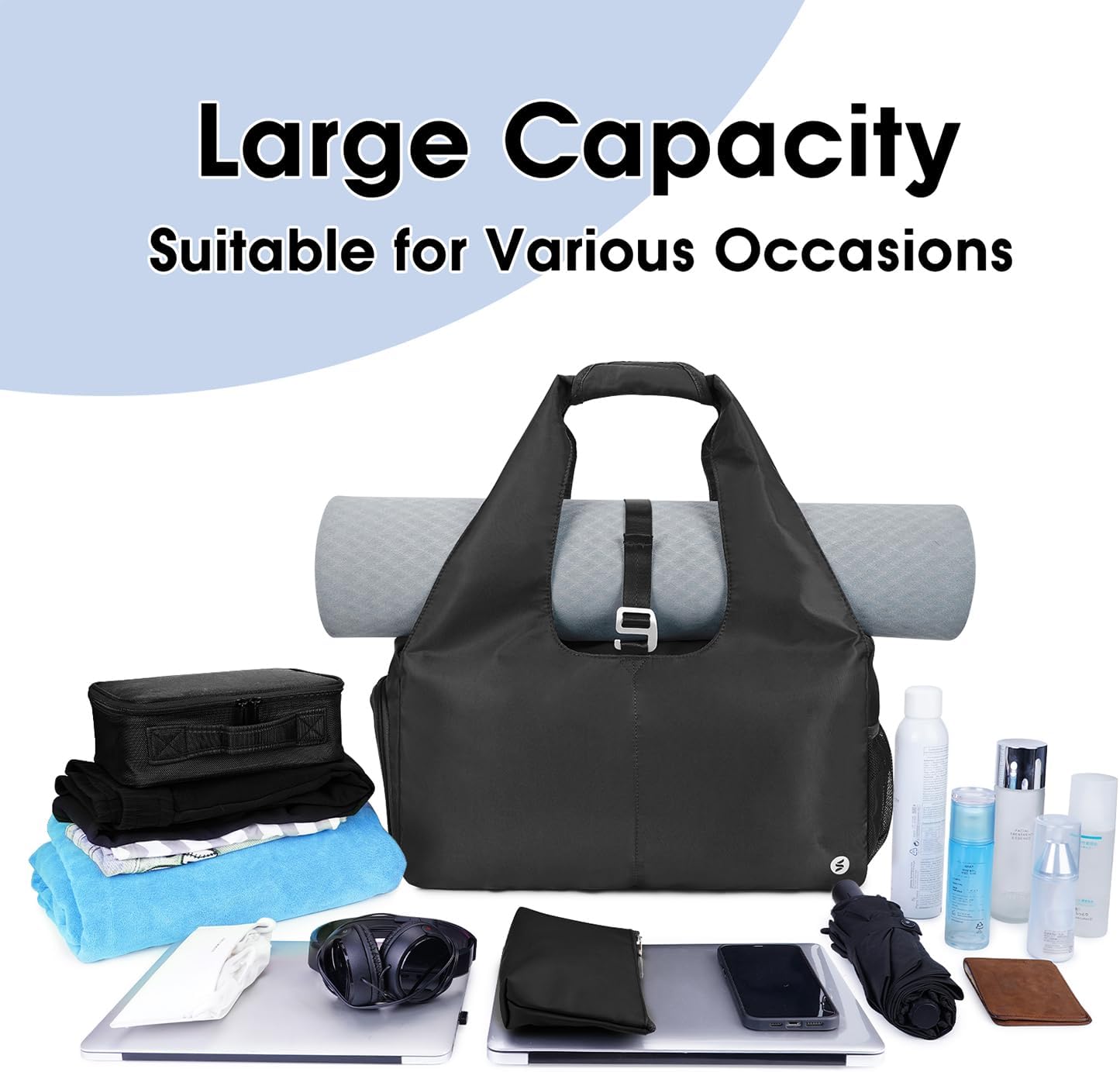 sportsnew Yoga Gym Bags for Women with Shoes Compartment & Wet Dry Storage Pockets & Adjustable Yoga Mat Holder, Patent Pending - Image 5