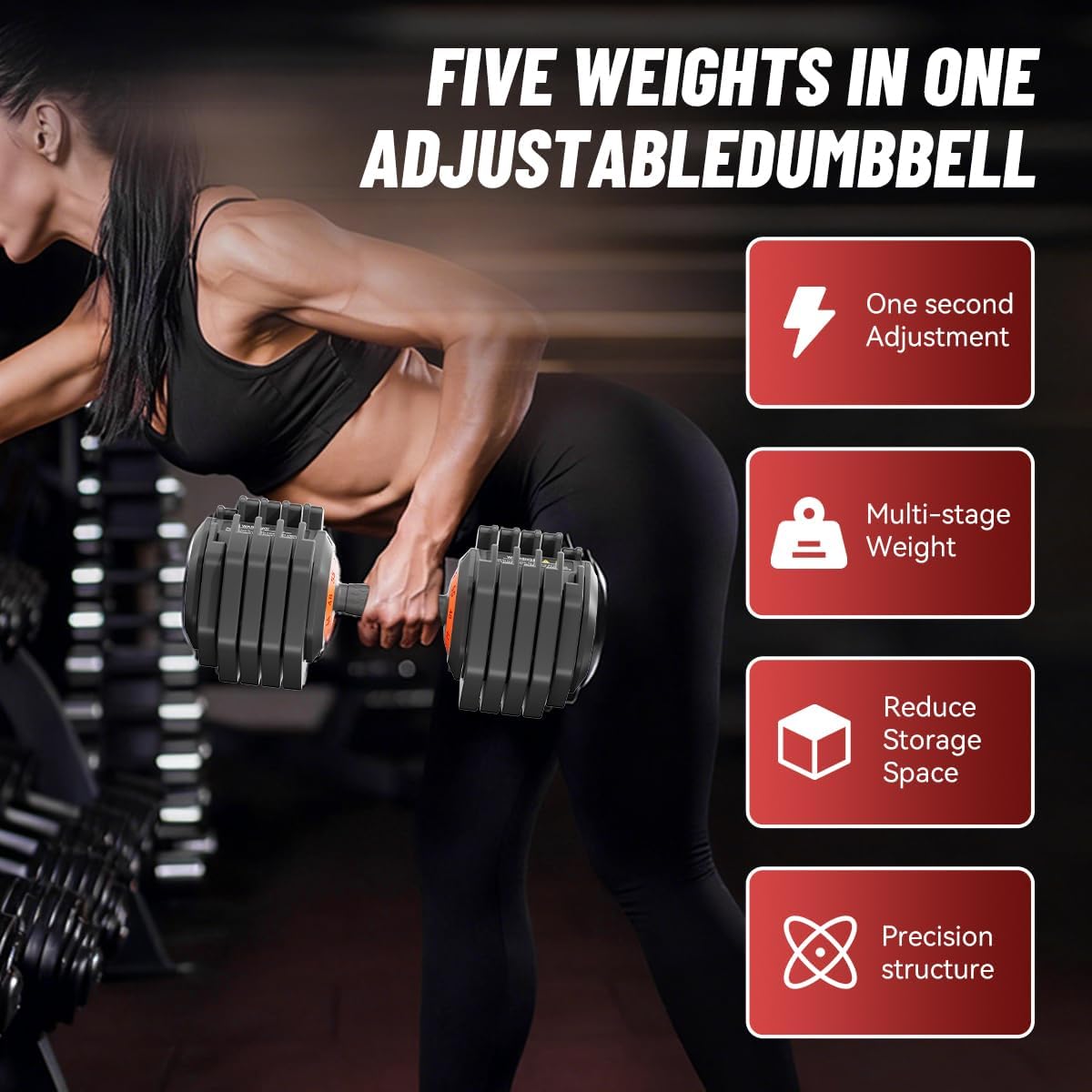 Adjustable Dumbbell Set of 2 with Quick Adjust and Anti-Slip Texture Handle for Home Gym, Free Weights Dumbbells Set with 55 lbs Pair 110 lbs, 10 in 1 for Men/Women Gym Equipment - Image 8